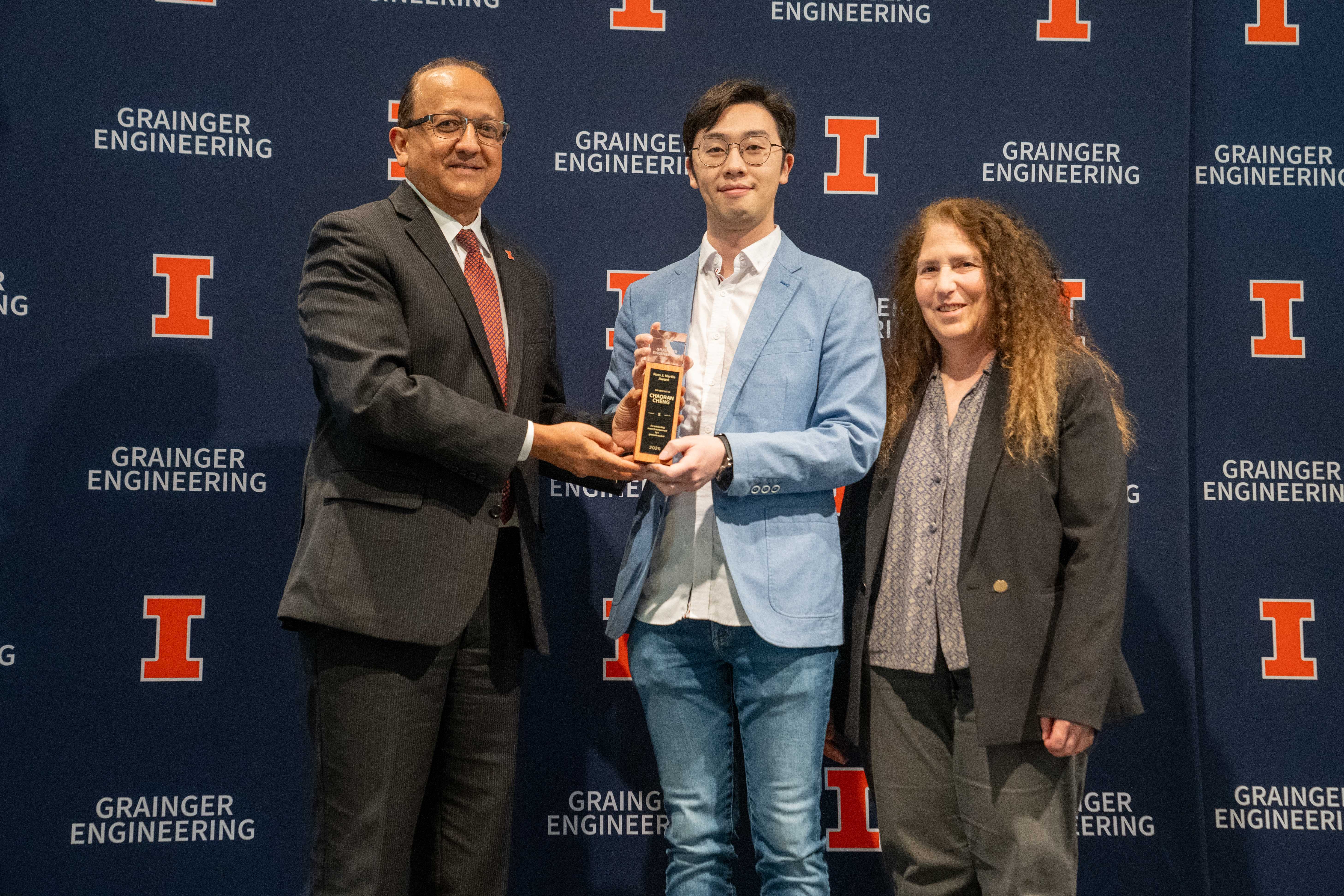 Chaoran Cheng receiving the 2026 Ross J. Martin Award